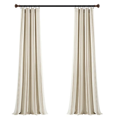 Tan Stripe Farmhouse Curtain Panel Set, 95 in.