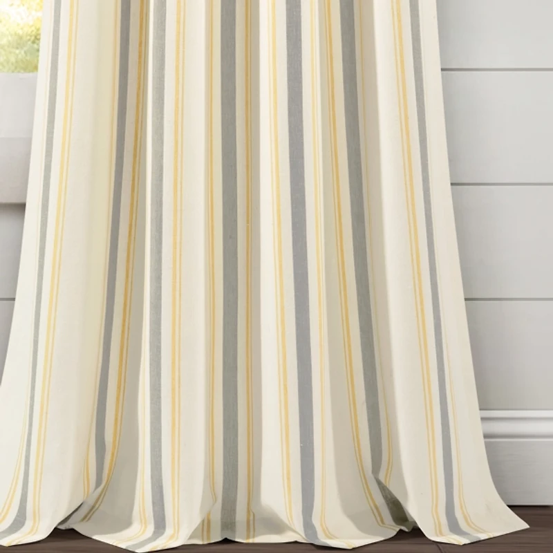 Yellow & Gray Farmhouse Curtain Panel Set, 95 in.
