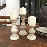 Whitewashed Rustic 3-pc. Candle Holder Set