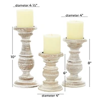 Whitewashed Rustic 3-pc. Candle Holder Set