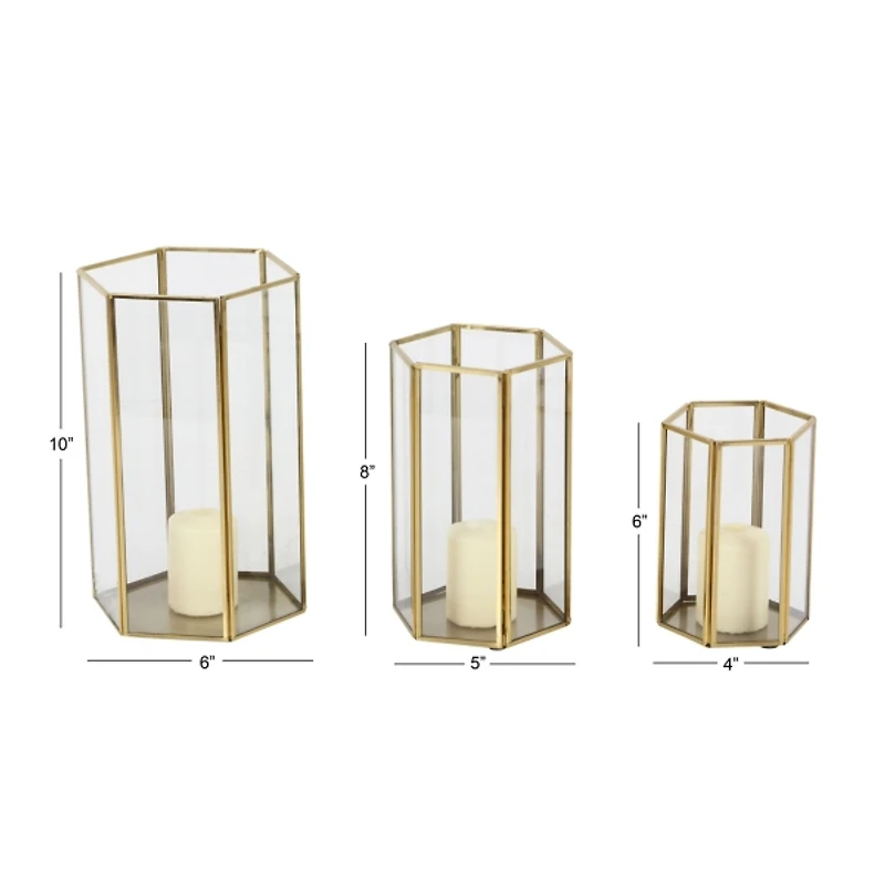 Golden Geometric 3-pc. Decorative Lantern Set