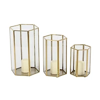 Golden Geometric 3-pc. Decorative Lantern Set