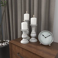 Distressed White Wood 3-pc. Candle Holder Set