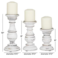 Distressed White Wood 3-pc. Candle Holder Set