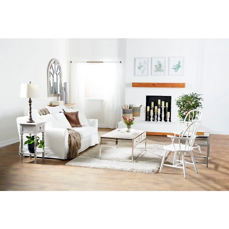 Distressed White Wood 3-pc. Candle Holder Set