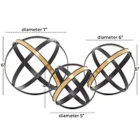 Onyx and Gold 3-pc. Orb Sculpture Set