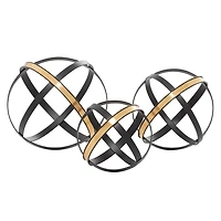 Onyx and Gold 3-pc. Orb Sculpture Set