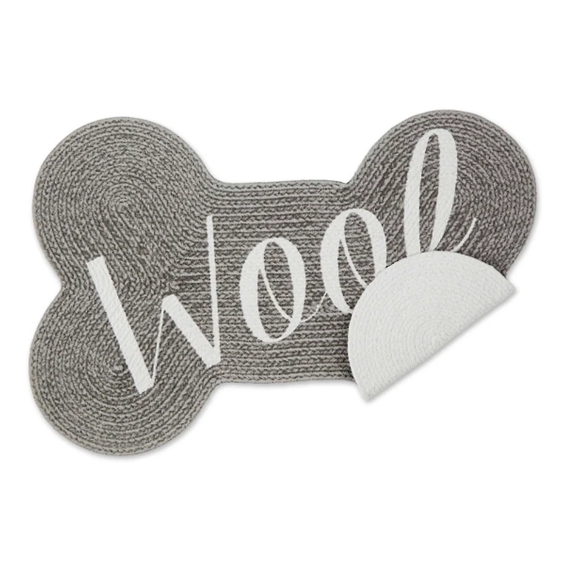 Gray Woof Bone Pet Bowl Mat