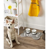 Gray Woof Bone Pet Bowl Mat