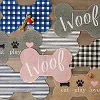 Gray Woof Bone Pet Bowl Mat