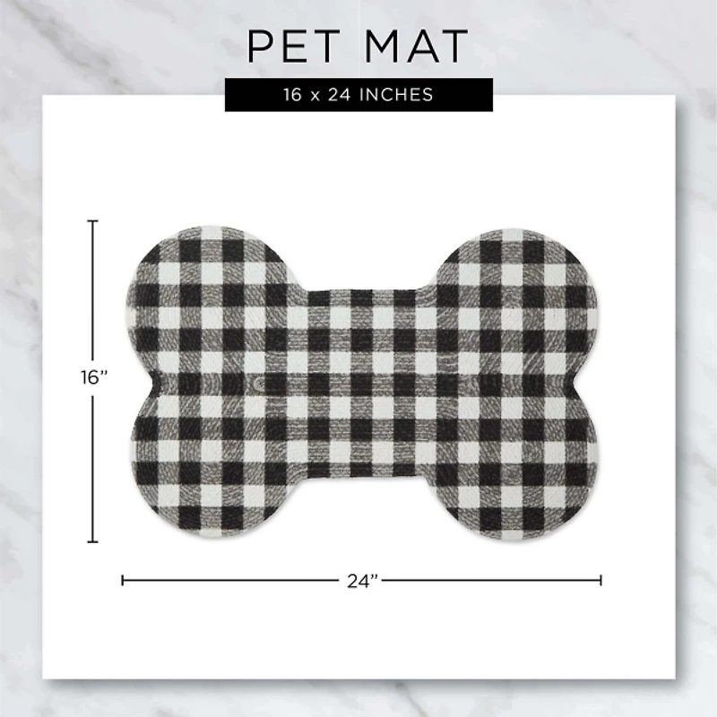 Gray Woof Bone Pet Bowl Mat