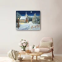 Snowy Church Scene Medium Canvas Art Print