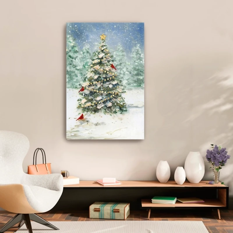 Cardinals on Tree Medium Canvas Art Print