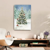 Cardinals on Tree Medium Canvas Art Print