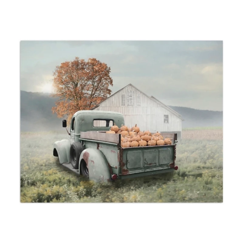 Misty Pumpkin Farm Harvest Canvas Wall Art