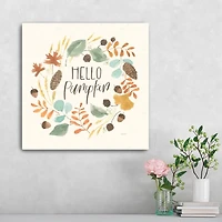 Hello Fall Wreath Harvest Canvas Wall Plaque