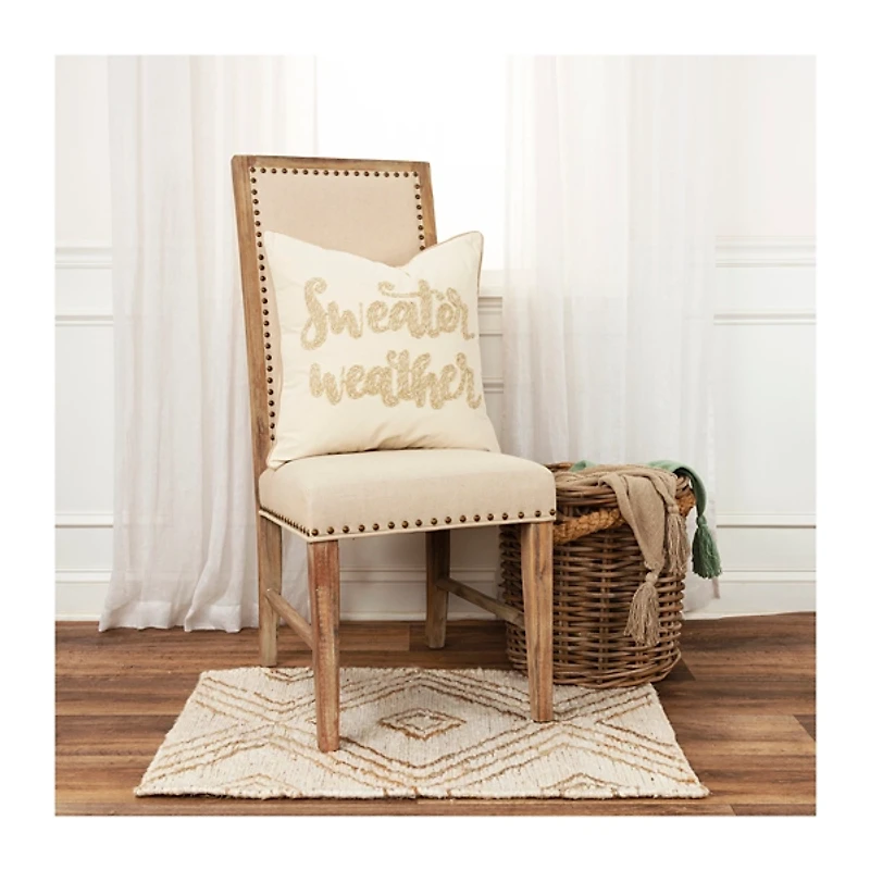 Cream Sweater Weather Throw Pillow