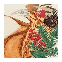 Woodland Fox Embroidered Throw Pillow