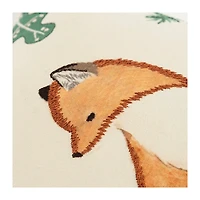 Woodland Fox Embroidered Throw Pillow