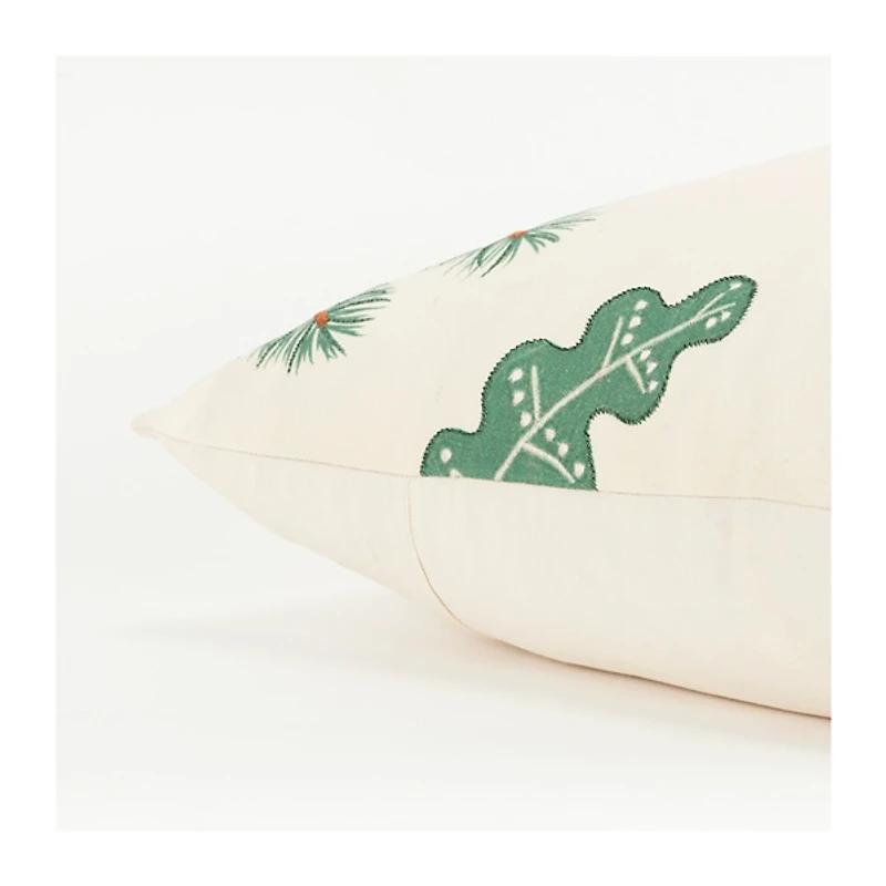 Woodland Fox Embroidered Throw Pillow