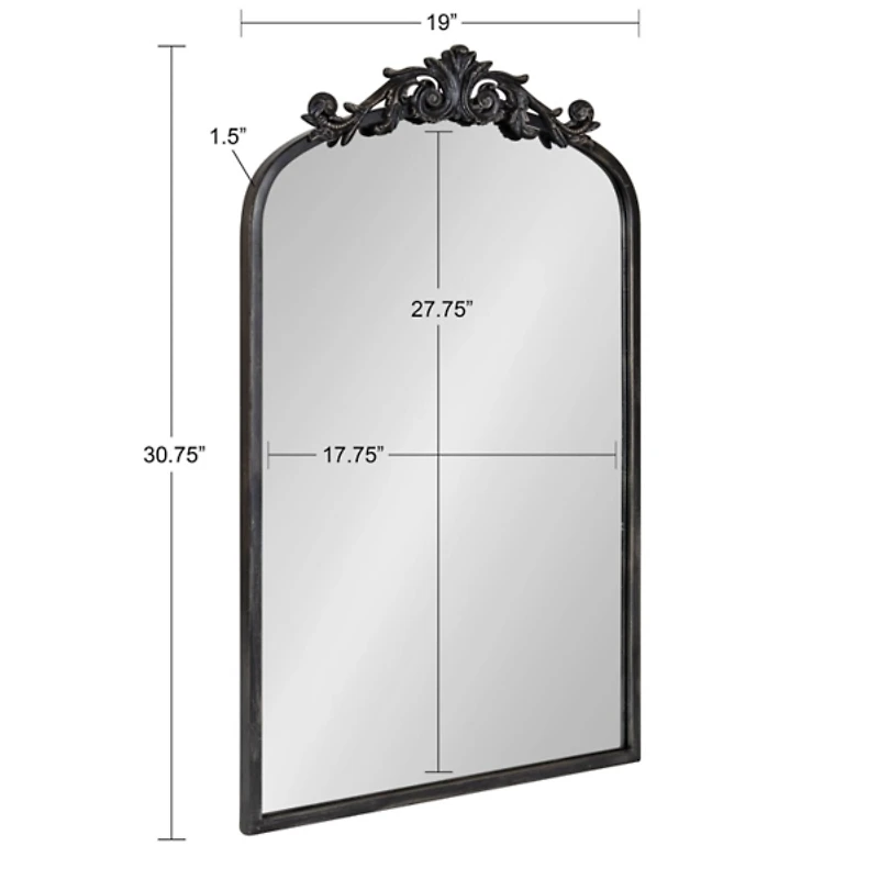 Black Arendahl Arched Mirror, 19x31 in.