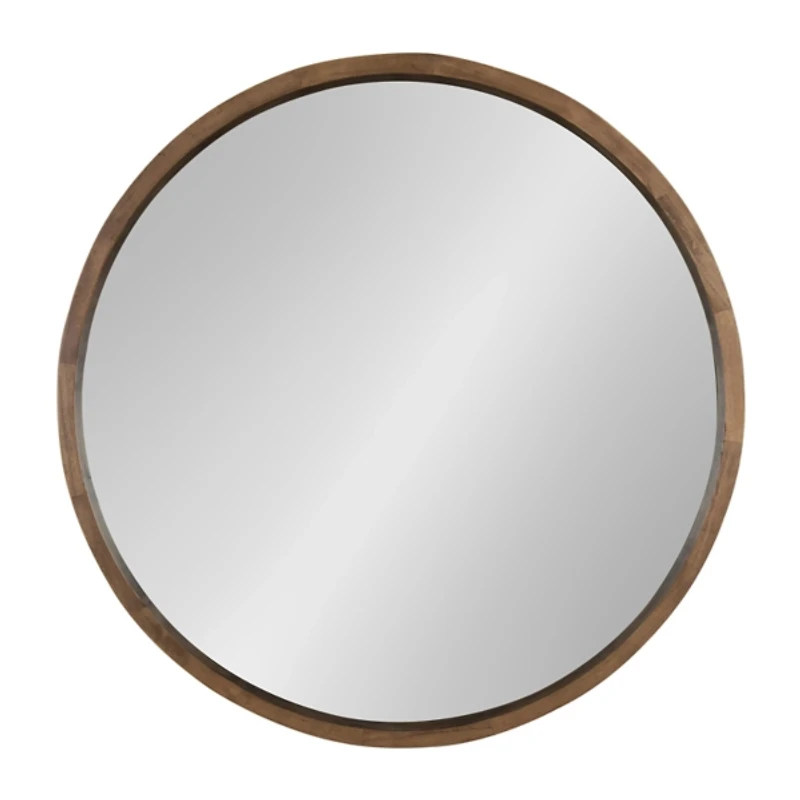 Round Rustic Wood Hutton Mirror