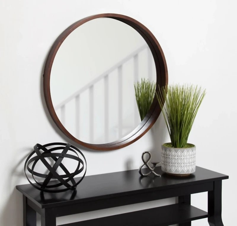 Round Walnut Wood Hutton Mirror