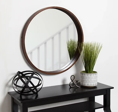 Round Walnut Wood Hutton Mirror
