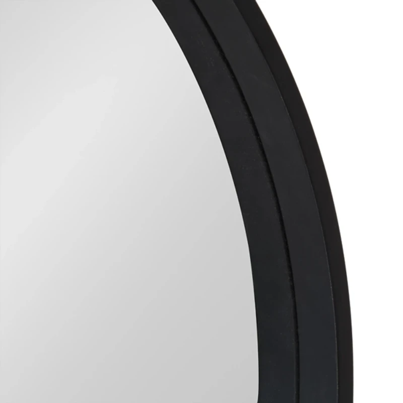 Round Black Wood Travis Accent Mirror