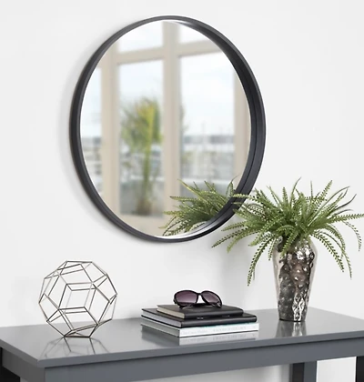 Round Black Wood Travis Accent Mirror