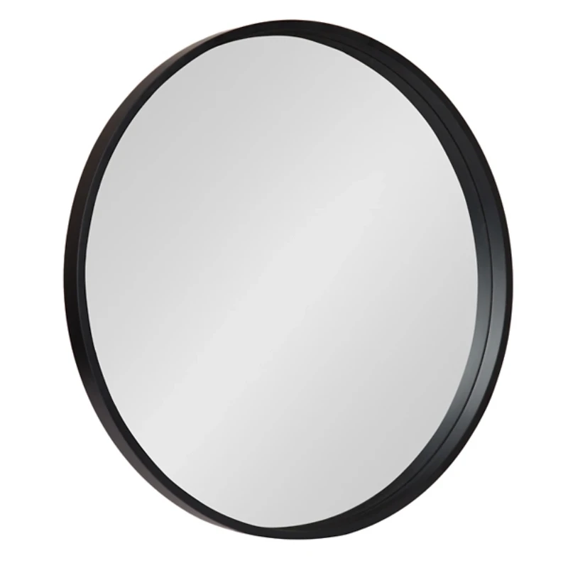 Round Black Wood Travis Accent Mirror