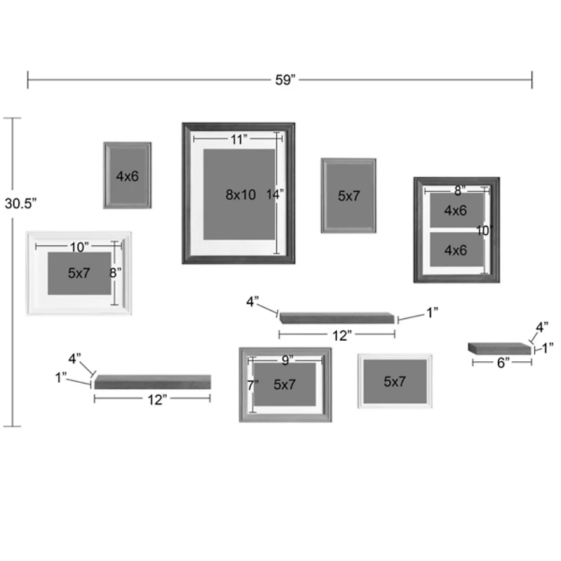 Natural 10-pc. Gallery Wall Frame and Shelf Set
