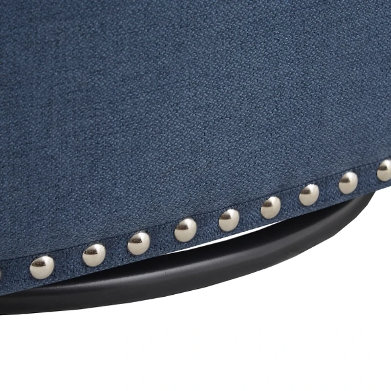 Navy Upholstered Nailhead Swivel Accent Chair
