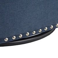 Navy Upholstered Nailhead Swivel Accent Chair