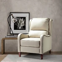 Arturo Ivory Leather Wingback Recliner