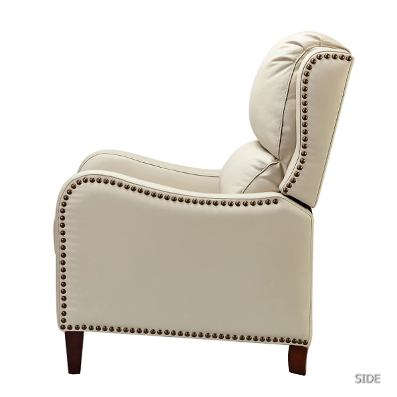 Arturo Ivory Leather Wingback Recliner