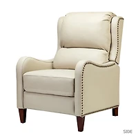 Arturo Ivory Leather Wingback Recliner