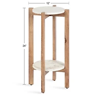 Natural Wood and Marble Moxley Accent Table