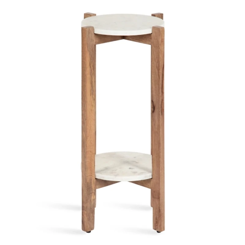 Natural Wood and Marble Moxley Accent Table
