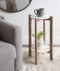 Natural Wood and Marble Moxley Accent Table