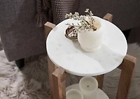 Natural Wood and Marble Moxley Accent Table