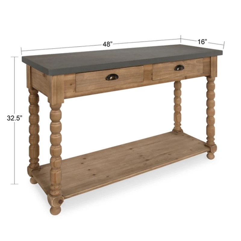 Brown and Gray Wood 2-Drawer Console Table