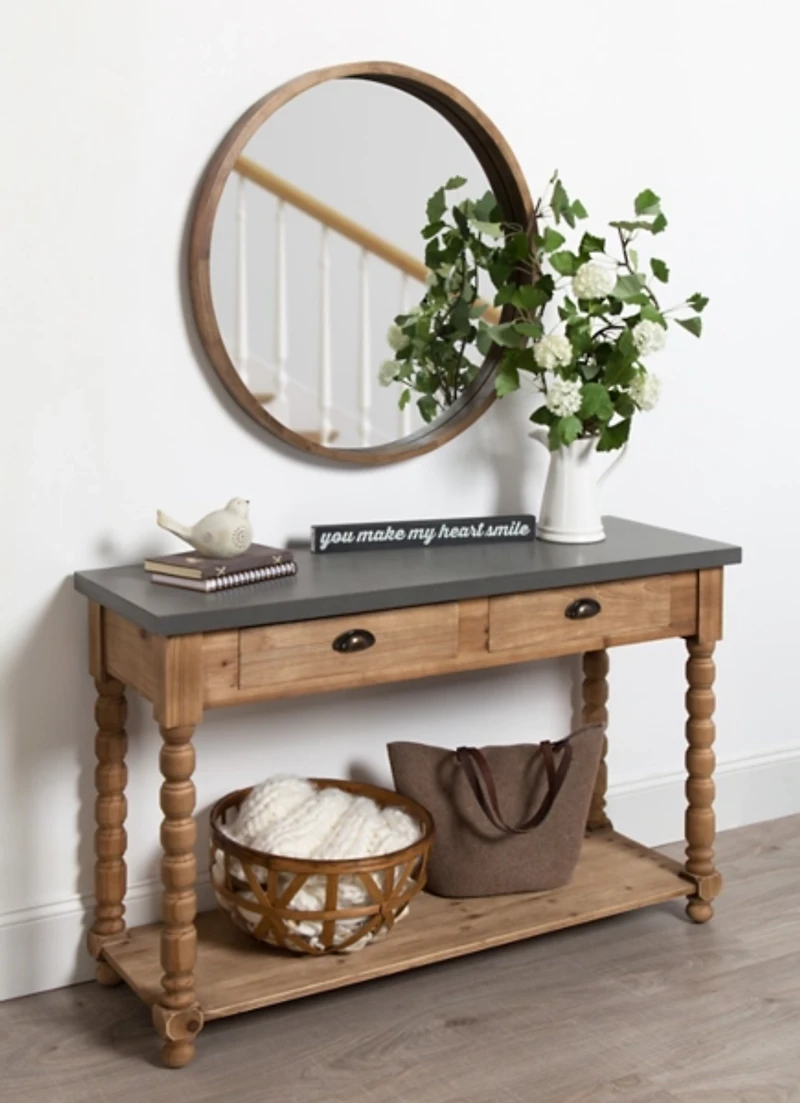 Brown and Gray Wood 2-Drawer Console Table