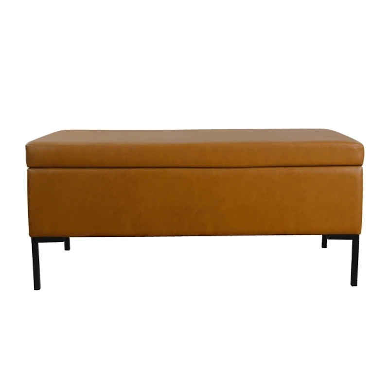 Caramel Vegan Leather Storage Bench