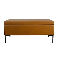 Caramel Vegan Leather Storage Bench
