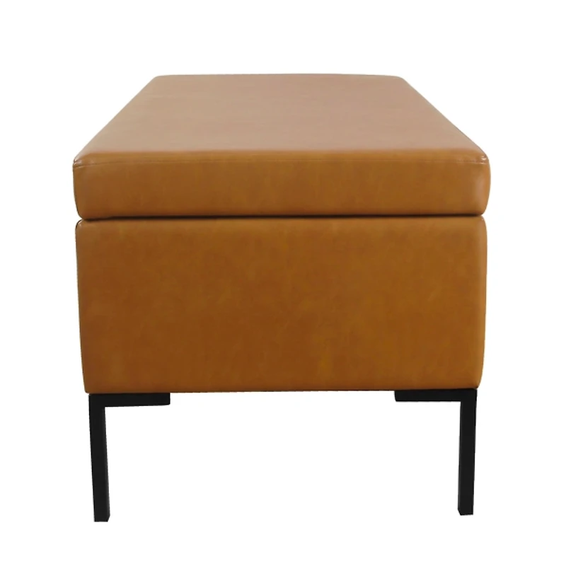 Caramel Vegan Leather Storage Bench