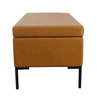 Caramel Vegan Leather Storage Bench