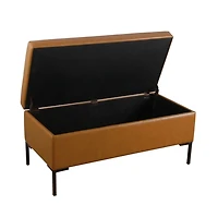 Caramel Vegan Leather Storage Bench