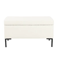 Cream Boucle Black Metal Storage Bench