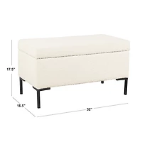 Cream Boucle Black Metal Storage Bench